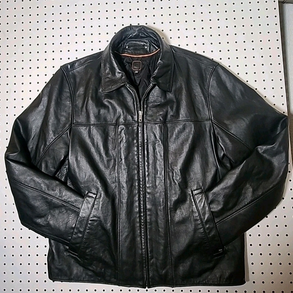 Wilsons Leather Mens Vintage Quilted Liner Bomber Biker Racer Jacket L Y2K Black